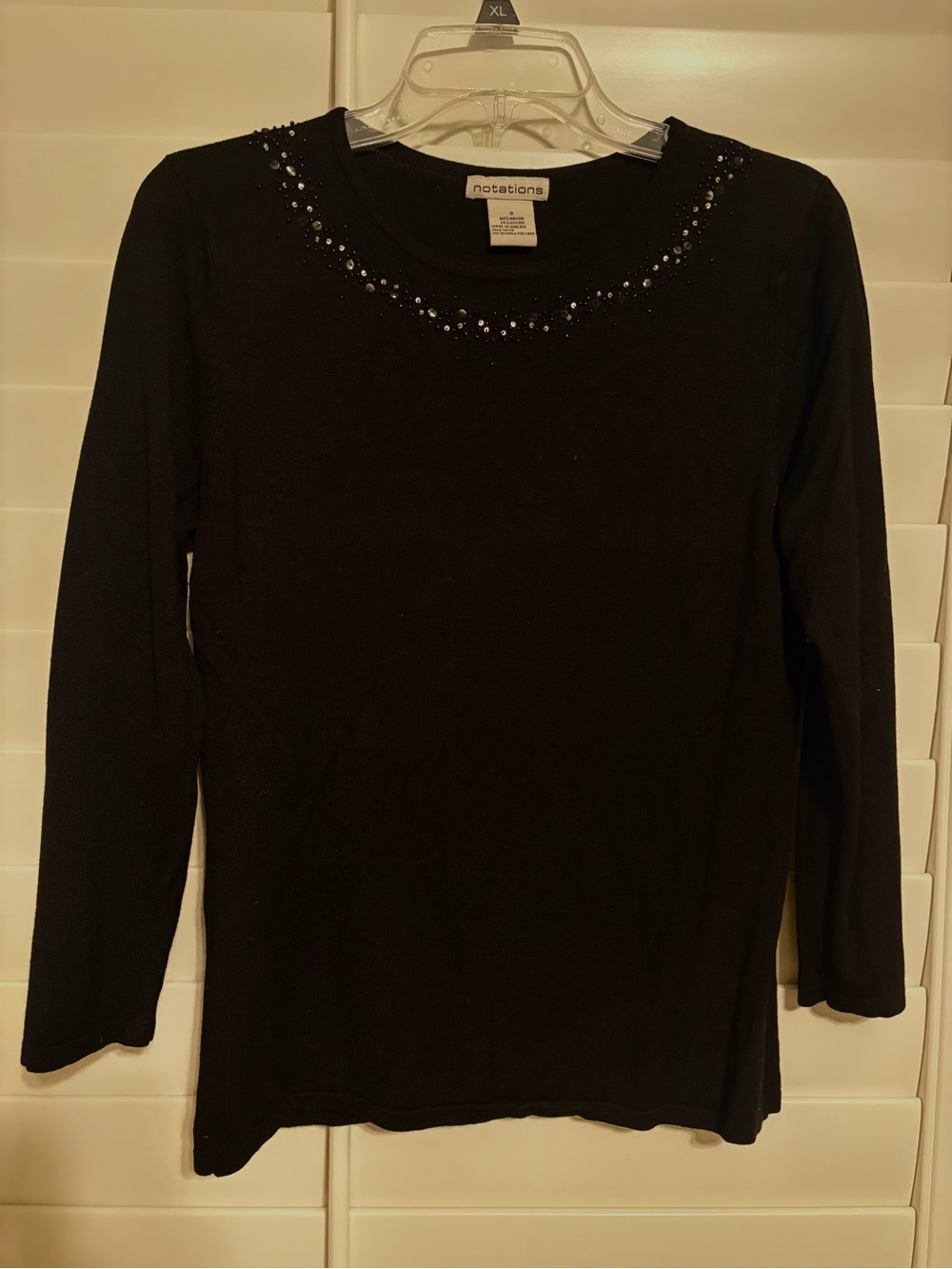 Notations Black Sequin Embellished Knit Top Size Small